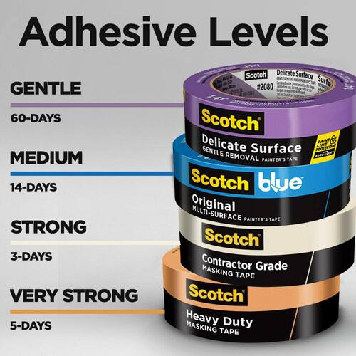 Masking Tape, Heavy-Duty Grade, Scotch, 1.41 in. x 60.1 yds. (4 Rolls/Pack)