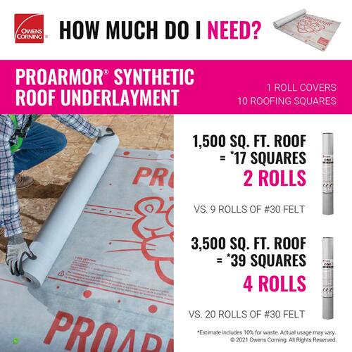 Roof Underlayment Roll, Synthetic, ProArmor, 1001 sq. ft.