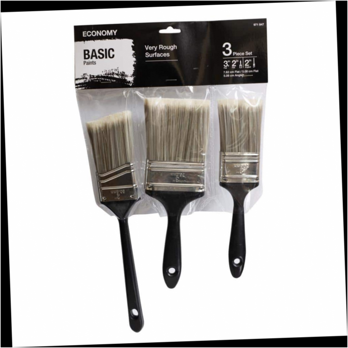 Paint Brush Set Utility 2 in. Flat Cut, 3 in. Flat Cut and 2 in. Angled Sash (3-Piece)