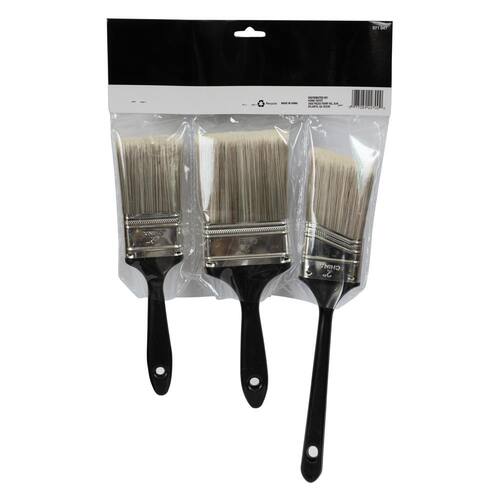 Paint Brush Set Utility 2 in. Flat Cut, 3 in. Flat Cut and 2 in. Angled Sash (3-Piece)