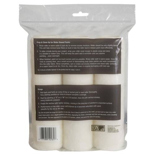 Paint Roller Cover Shed Resistant White Woven 9 in. x 3/8 in. (3-Pack)