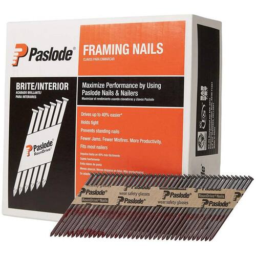 Framing Nails 30° Angled Paper Tape Brite Smooth Shank 3 in. x 0.131 2500 pcs