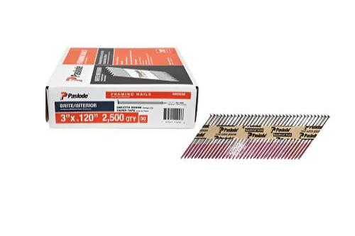 Framing Nails 3 in. x 0.120-Gauge 30-Degree Brite Smooth Shank Paper Tape 2500 pcs