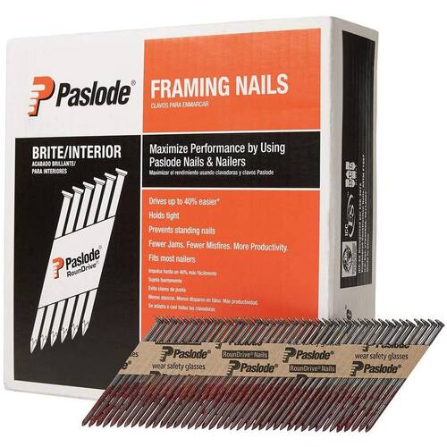 Framing Nails 3 in. x 0.120-Gauge 30-Degree Brite Smooth Shank Paper Tape 2500 pcs