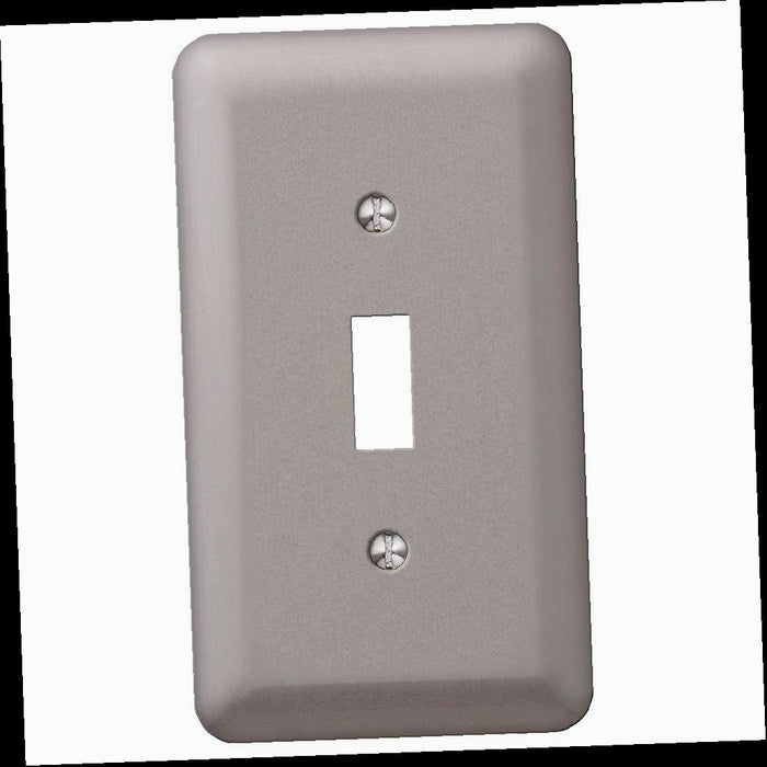 Outlet Wall Plate, Declan 1 Gang Toggle Steel Wall Plate - Pewter