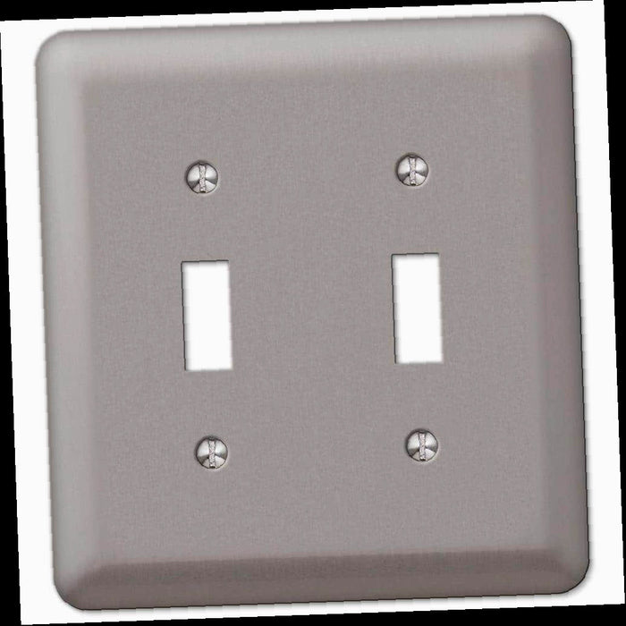 Outlet Wall Plate, Declan 2 Gang Toggle Steel Wall Plate - Pewter