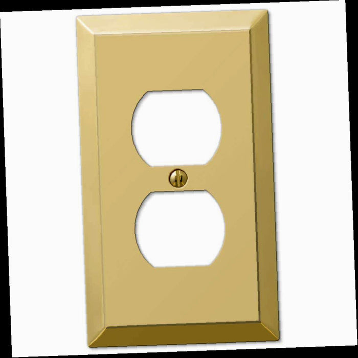 Outlet Wall Plate, Metallic 1 Gang Duplex Outlet Steel Wall Plate - Polished Brass