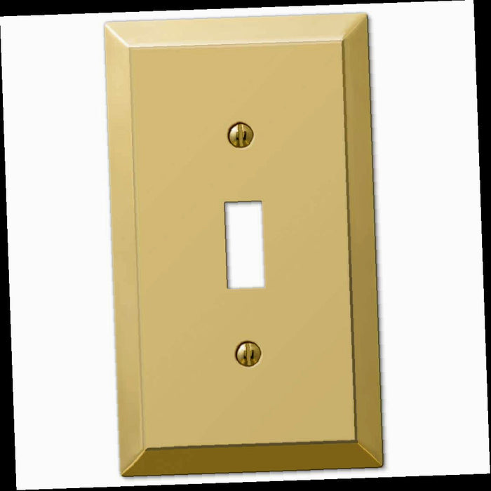 Outlet Wall Plate, Metallic 1 Gang Toggle Steel Wall Plate - Polished Brass
