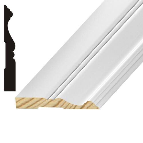 Baseboard Moulding 9/16 in. x 4 in. Primed Finger-jointed Pine Cape Cod OP247, 12 ft.