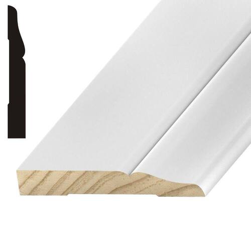 Base Moulding 7/16 in. x 3-1/2 in. Primed Finger-Jointed Pine OP3711, 12 ft.