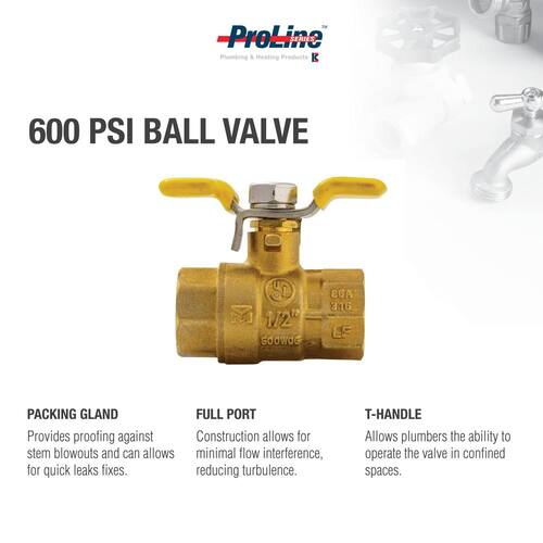 Brass Ball 1/2 in. FIP x FIP PSI-600