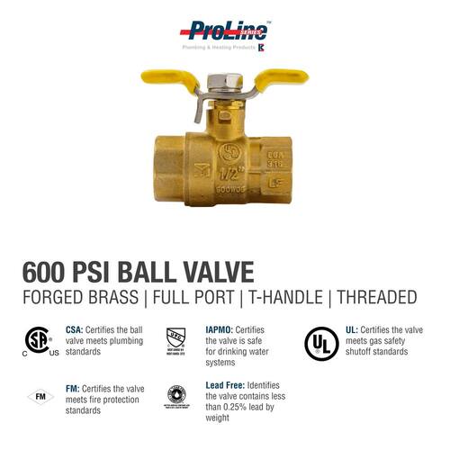 Brass Ball 1/2 in. FIP x FIP PSI-600