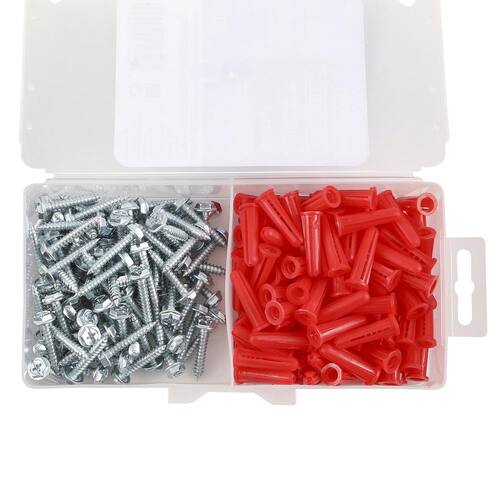 Plastic Conical Anchor Kit #10-12 x 1 in., with Hex head Sheet Metal Screw (201-Pack)