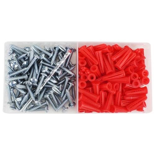 Plastic Conical Anchor Kit #10-12 x 1 in., with Pan head Phillips Sheet Metal Screw (201-Pack)