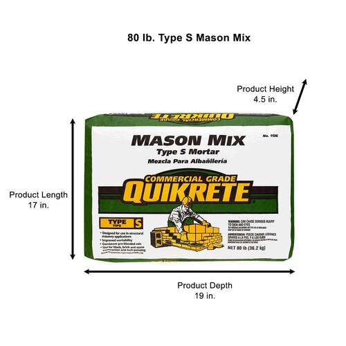 Mason Mix Type S PSI-1800 (80 lb.) Gray