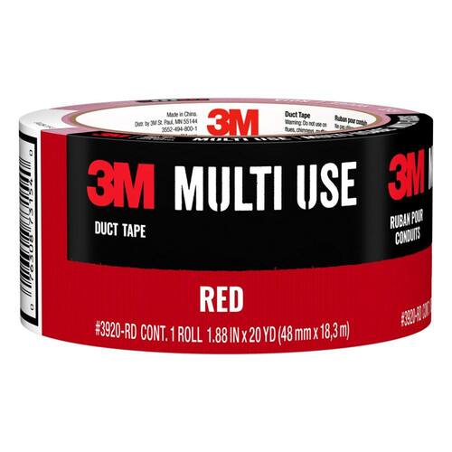 Duct Tape, Multi-Use, Red, 1.88 in. x 20 Yds. (1 Roll)