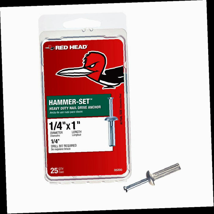 Hammer-Set Nail Drive Concrete Anchors 1/4 in. x 1 in. (25-Pack)