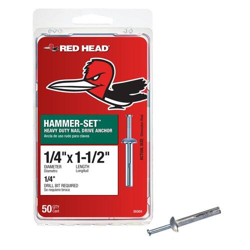 Hammer-Set Nail Drive Concrete Anchors 1/4 in. x 1-1/2 in. (50-Pack)