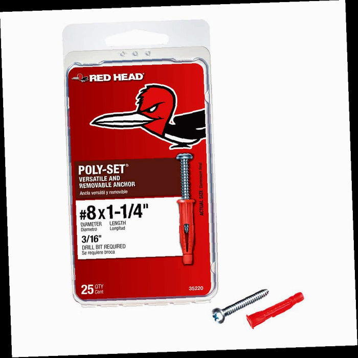 Poly-Set Pan Head Phillips Light Duty Anchors 1-1/4 in., with Screws (25-Pack)