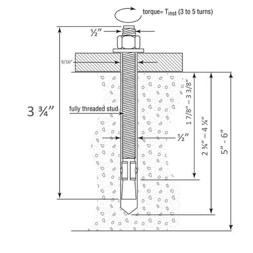 Concrete Anchor 1/2 in. x 3-3/4 in. Hex Nut Head Hex (25-Pack)