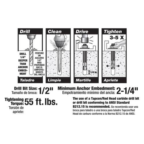 Concrete Anchor 1/2 in. x 3-3/4 in. Hex Nut Head Hex (25-Pack)