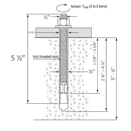 Zinc Steel Hex-Nut-Head Solid Concrete Wedge Anchors 1/2 in. x 5-1/2 in. (25-Pack)