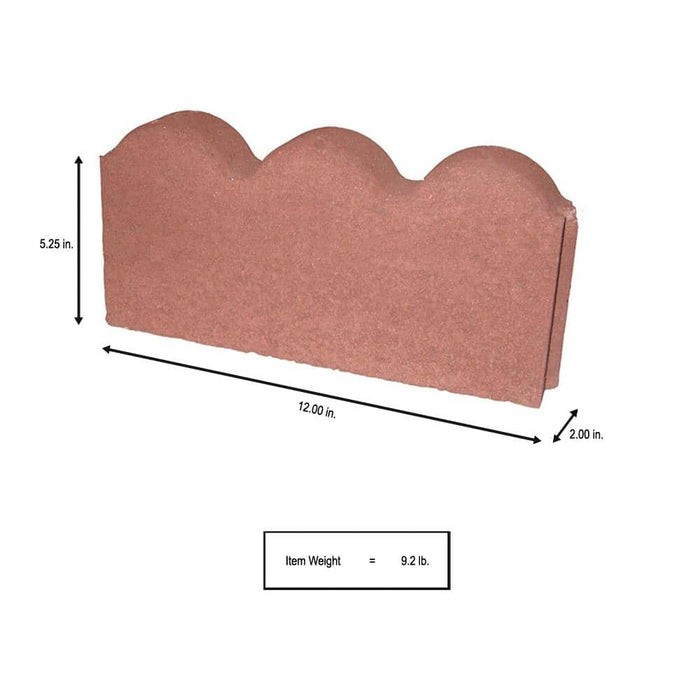 Edger 12 in. x 2 in. x 5.25 in. River Red Straight Scallop Concrete Edger Pavestone 3