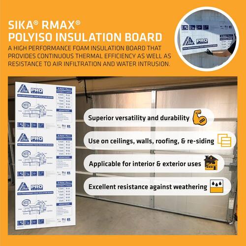 ISO Rigid Foam Board Insulation R-6.0, 1 in. x 48 in. x 8 ft. (32 sq. ft.) R-Matte Plus-3