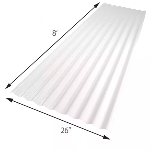 Roof Panel, Corrugated PVC, White, 26 in. x 8 ft. 3