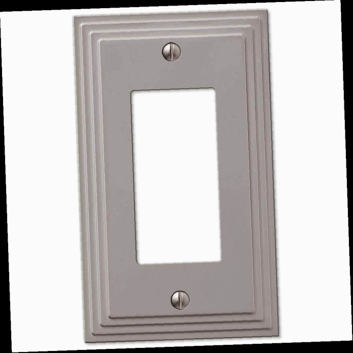 Outlet Wall Plate, Tiered 1 Gang Rocker Metal Wall Plate - Satin Nickel