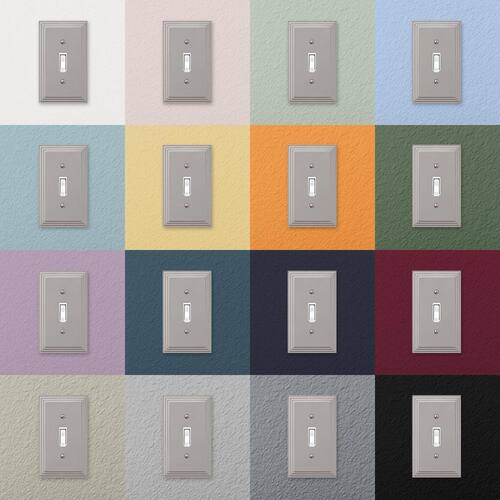 Wall Plate Metal Rocker 1 Gang Satin Nickel Tiered