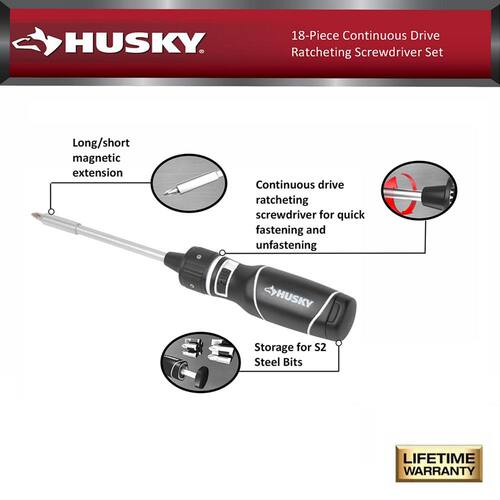 Screwdriver Set (18-Piece), Continuous Drive Ratcheting