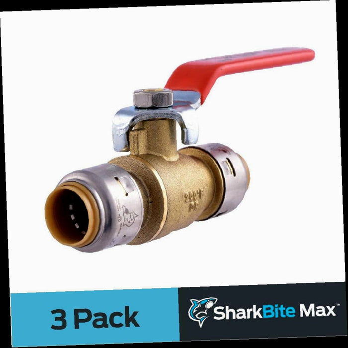 Ball Valve 1/2 in. Brass Push-to-Connect Pro Pack 3-Pack