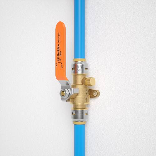 Ball Valve Push-to-Connect with Drain and Drop Ear 3/4 in. Brass Max