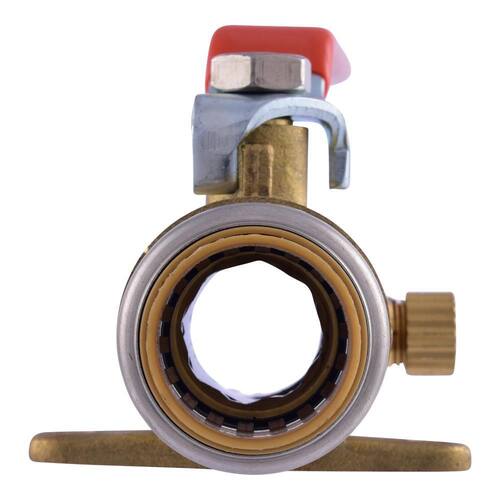 Ball Valve Push-to-Connect with Drain and Drop Ear 3/4 in. Brass Max