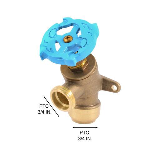 Brass Garden Valve 3/4 in. Push-to-Connect x MHT with Drop Ear