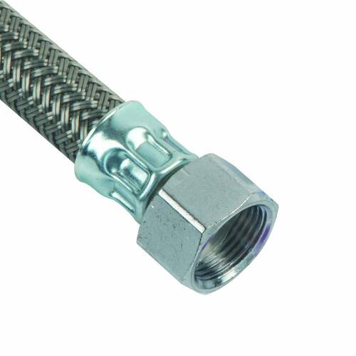 Braided Polymer Toilet Supply Line, 3/8 in. Compression x 7/8 in. Ballcock Nut x 12 in.