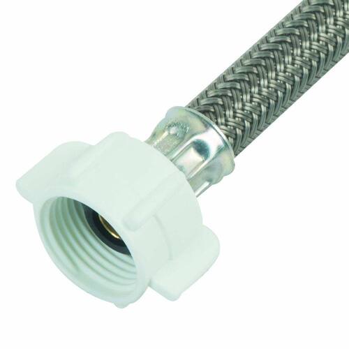 Braided Polymer Toilet Supply Line, 3/8 in. Compression x 7/8 in. Ballcock Nut x 12 in.