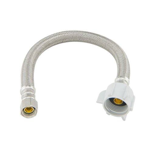 Braided Polymer Toilet Supply Line, 3/8 in. Compression x 7/8 in. Ballcock Nut x 12 in.