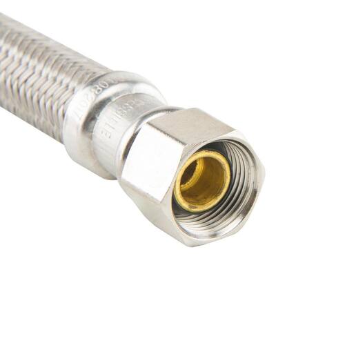 Braided Polymer Toilet Supply Line COMP x BC 3/8 in. x 7/8 in. x 12 in Brass PSI-125