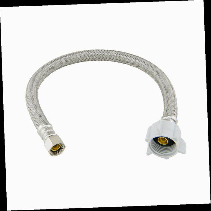 Braided Polymer Toilet Supply Line, 3/8 in. Compression x 7/8 in. Ballcock Nut x 16 in.