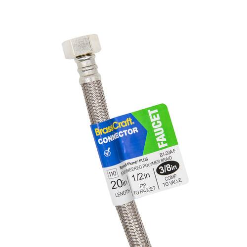 Braided Polymer Faucet Supply Line, 3/8 in. Compression x 1/2 in. FIP x 20 in.