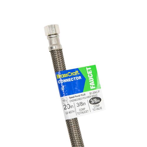 Braided Polymer Faucet Supply Line with Nut and Sleeve, 3/8 in. Compression x 3/8 in. Compression x 20 in.