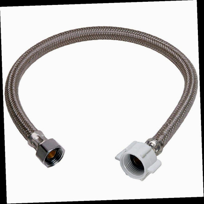 Braided Polymer Toilet Supply Line, 1/2 in. Compression x 7/8 in. Ballcock Nut x 20 in.
