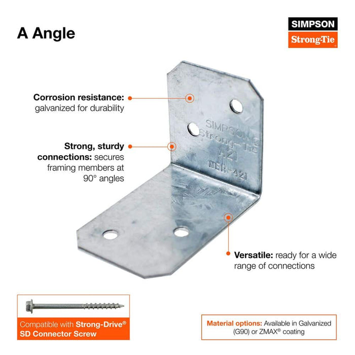 Corner Brace   1-7/16 in. x 2-1/2in. A34Z  ZMAX Galvanized Framing Angle