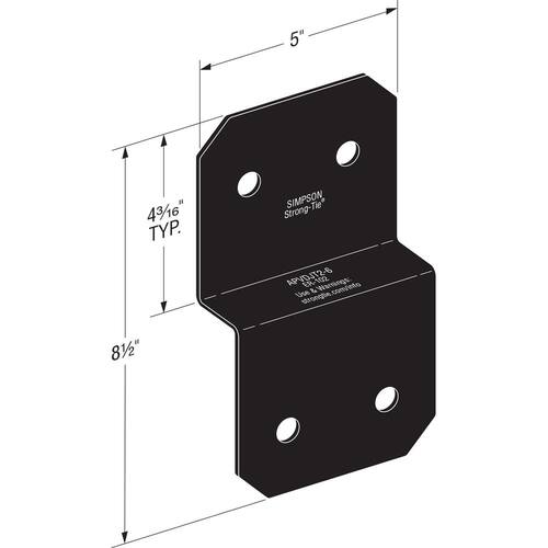 Metal Strap Joist Tie  ZMAX Galvanized 12-Gauge Black