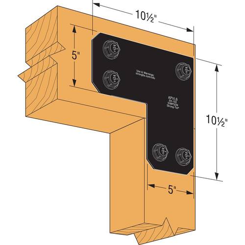 Outdoor Accents Avant Collection ZMAX, Black Powder-Coated L Strap for 6x6 Lumber