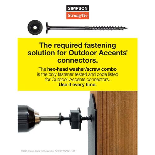 Outdoor Accents Avant Collection ZMAX, Black Powder-Coated L Strap for 6x6 Lumber