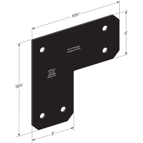 Outdoor Accents Avant Collection ZMAX, Black Powder-Coated L Strap for 6x6 Lumber