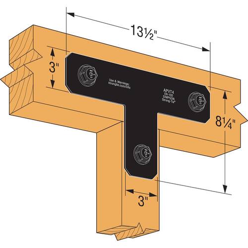 Outdoor Accents Avant Collection ZMAX, Black Powder-Coated T Strap for 4x4 Lumber